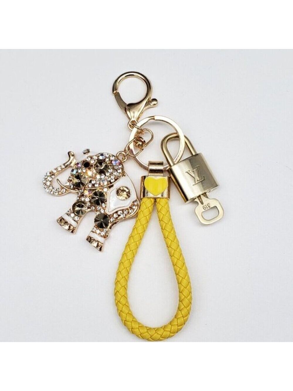 Authentic Louis Vuitton Gold Lock & Key 🔑 Bag Charm w/ Unbranded Elephant Charm